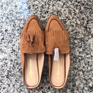 Brand new brown suede mules